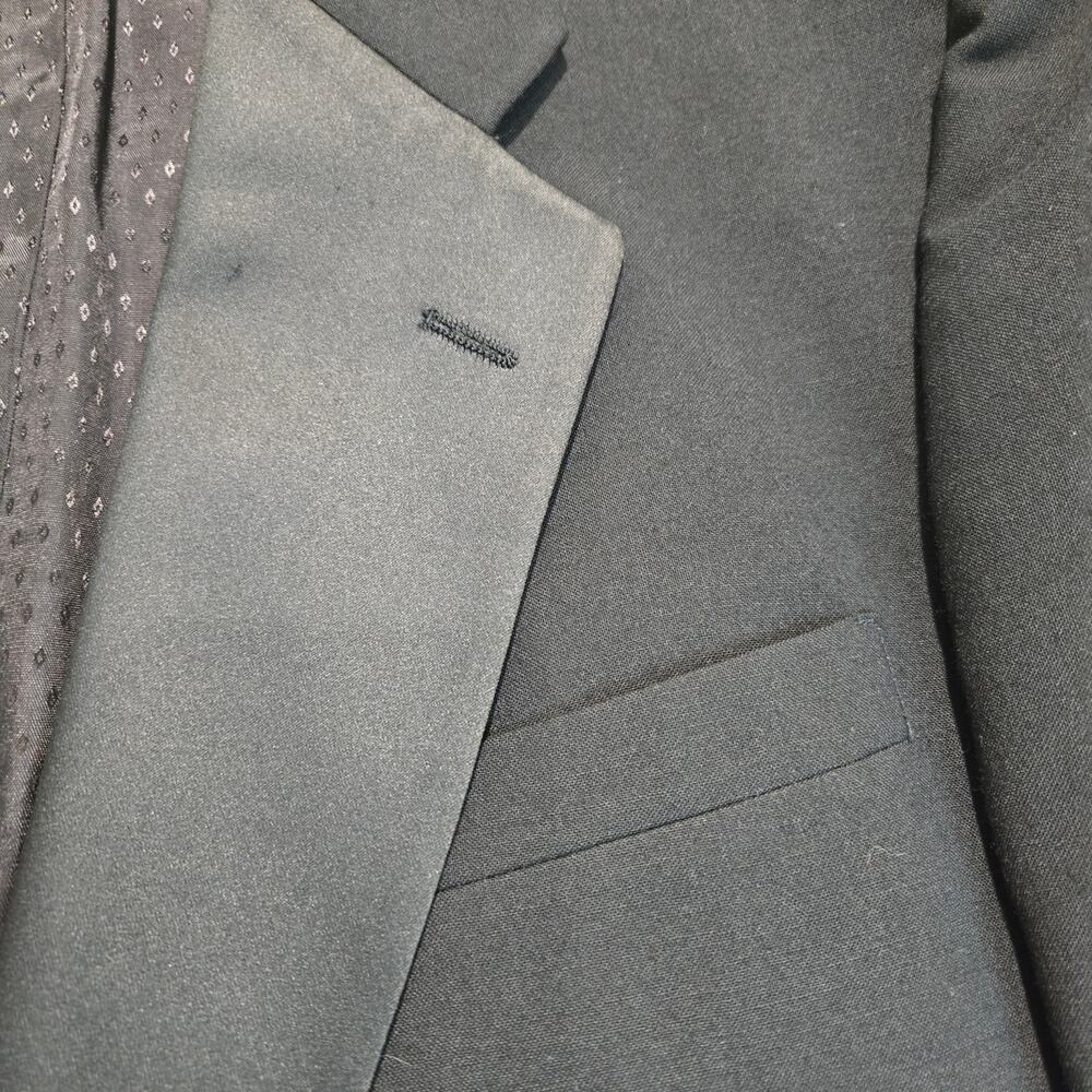 Vtg 80s Halston Tuxedo Jacket Black Wool Satin Made in USA Chest Size 42 - Picture 5 of 8